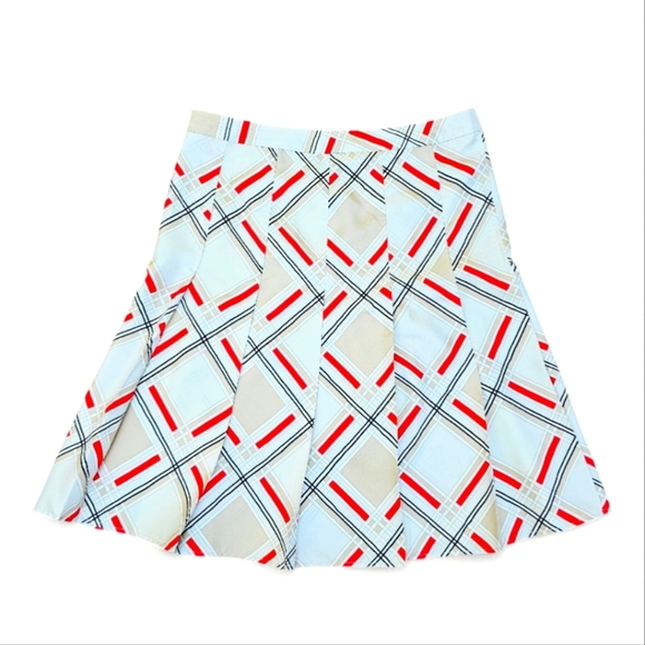 NWT GAP Women's 100% Silk  A-Line Skirt - Red, Cream, Black Geometric, Size 10 - Picture 3 of 4